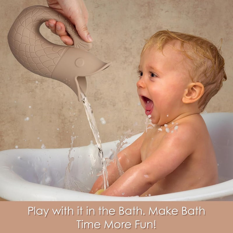 Mintlyfe Baby Bath Rinse Cup, Silicone Shampoo Washing Rinse Cup for Kids, Bath Rinse Cup with Handle (Sand) - Image 4